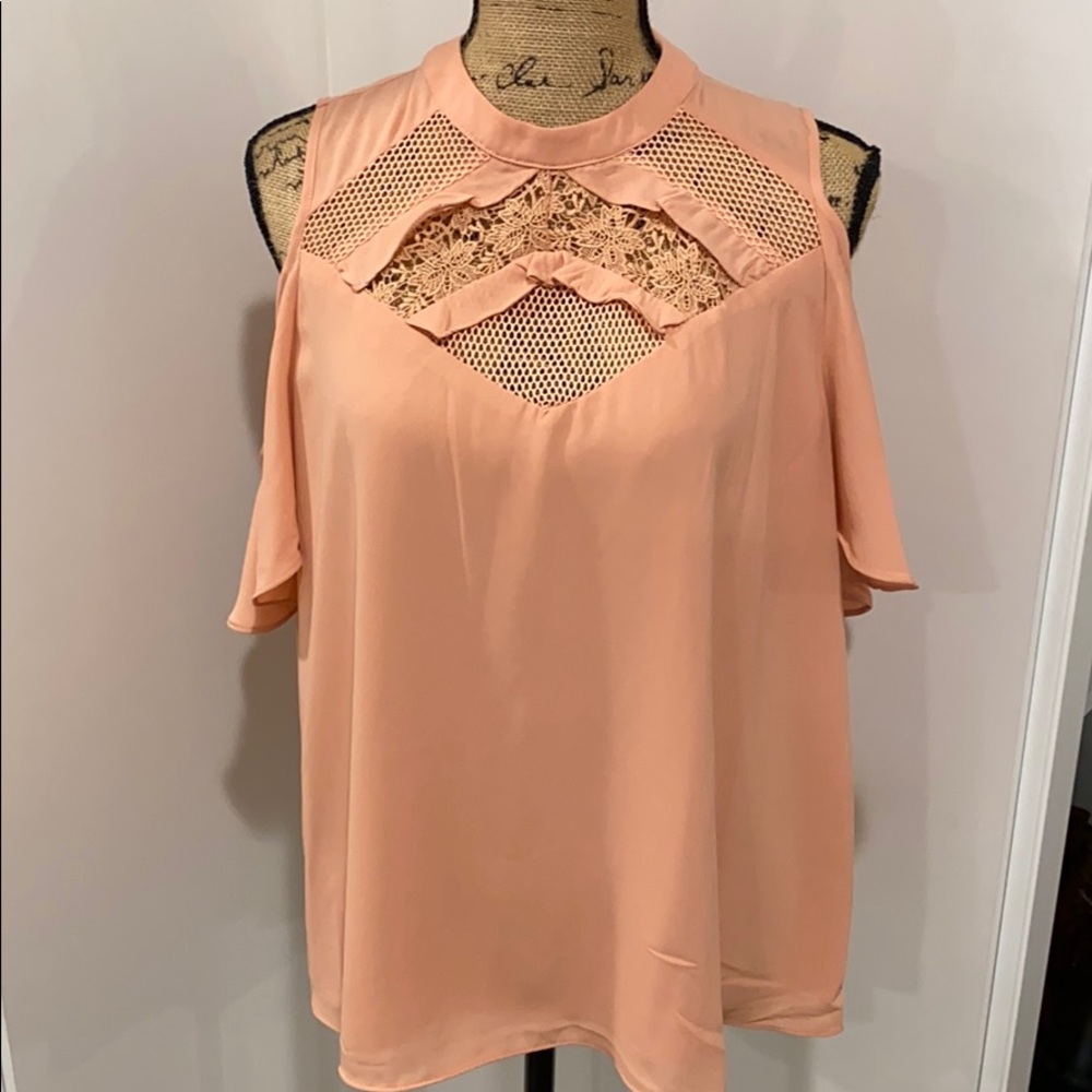 Cold Shoulder Ruffle Blouse Size L